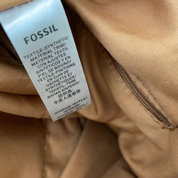 Fossil Amelia Hobo Linen /Faux Leather Shoulder Bag two different lengths straps - Picture 6 of 14